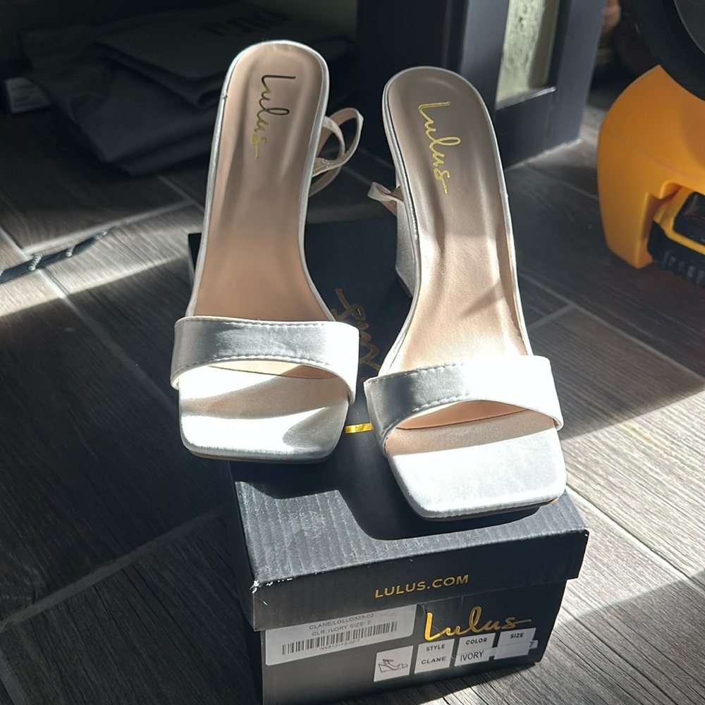 Ivory Ankle strap wedge sandals size 7